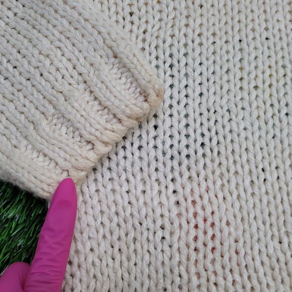 Vintage 90s Knitwear Sweater Womens Small 19x23 Ivory - Picture 13 of 15